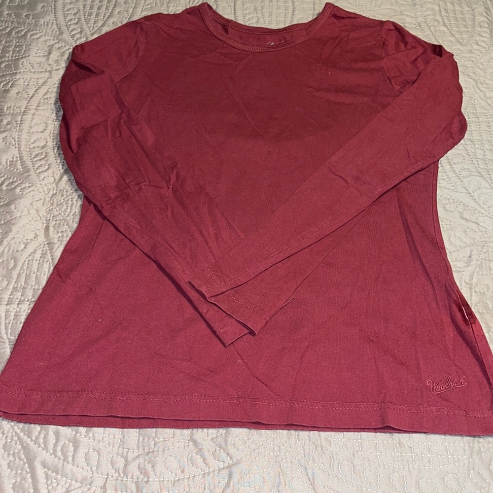 Burgundy Long Sleeve Woolrich T-Shirt